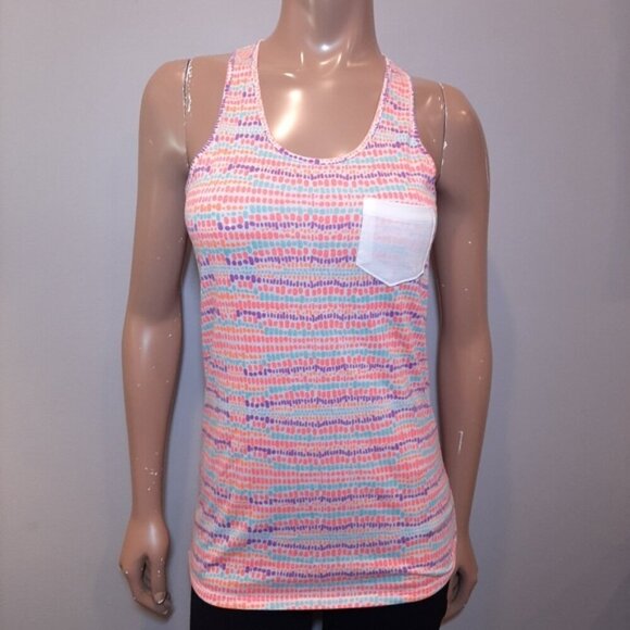 3/$20 UNDER ARMOUR Heat Gear Tank Top Racerback Pocket Semi Fitted Multicolored - Picture 2 of 11